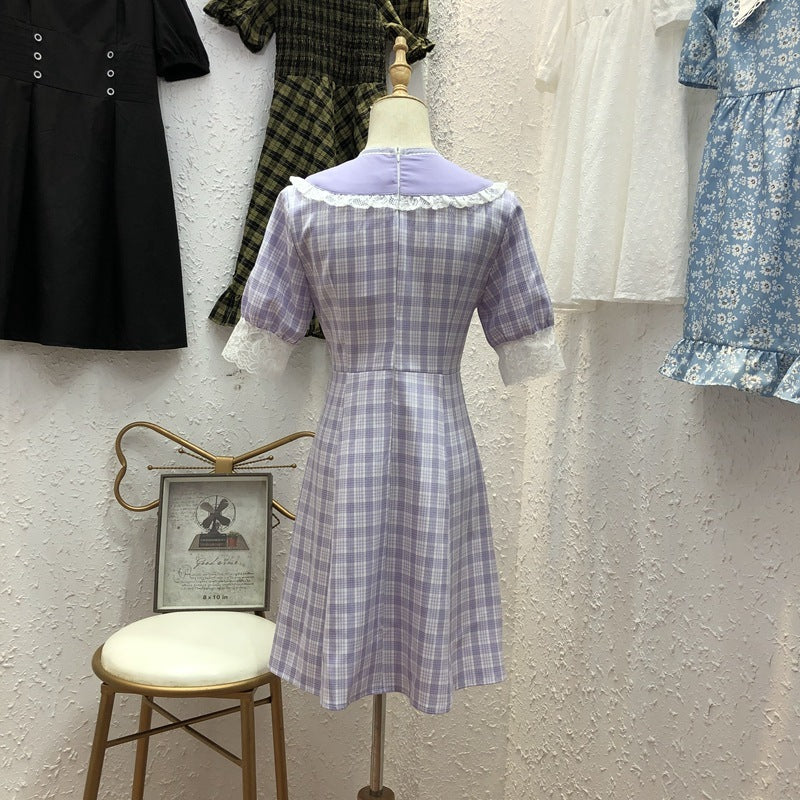 French plaid dress women