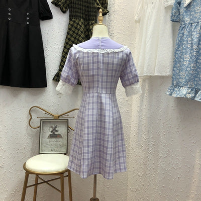 French plaid dress women