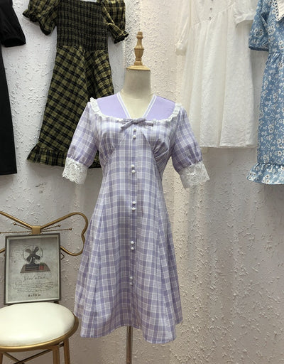 French plaid dress women