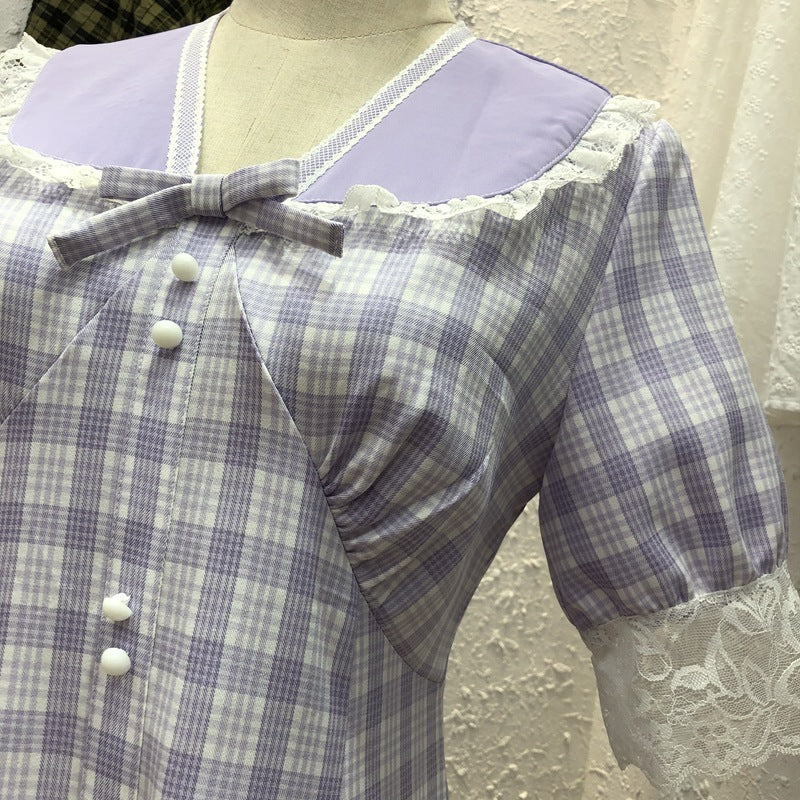 French plaid dress women