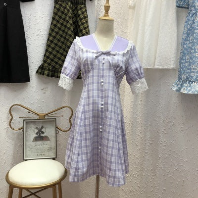 French plaid dress women