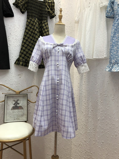 French plaid dress women