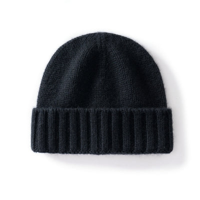 Cashmere Beanie Hat Thick Stripes Men And Women Knitted Flanging Beanie