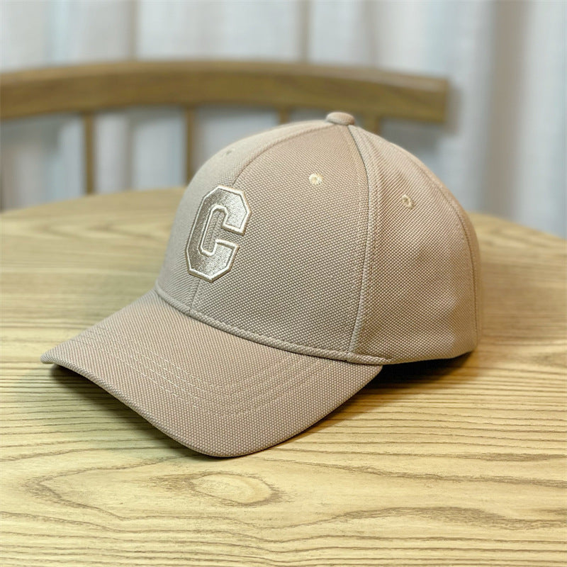 Embroidery C Letters Show Face Small Duck Tongue Cap
